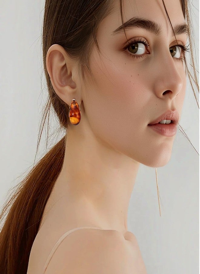 Lanpet Resin Teardrop Earrings for Women Vintage Chunky Gold Pleated Earrings Acrylic Tear Drop Jewelry - Image 4